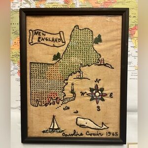 Framed Vintage Sampler - 1965 New England